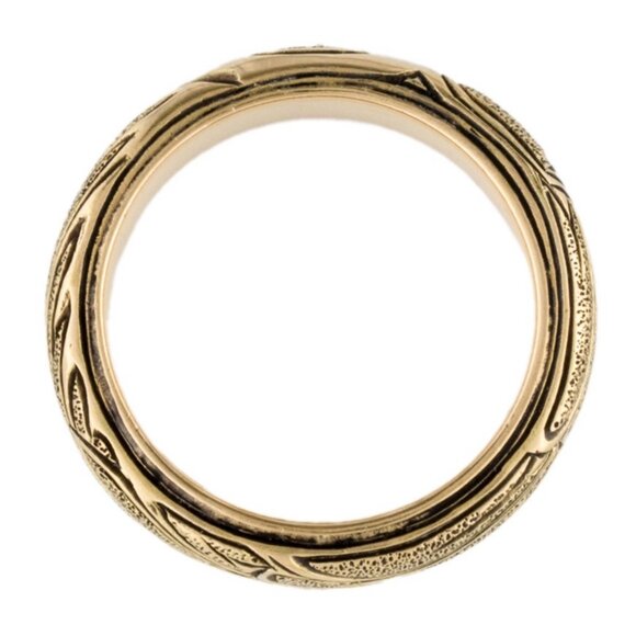 DAVID YURMAN 18K 750 YELLOW GOLD ENGRAVED BAND RING - Picture 9 of 9